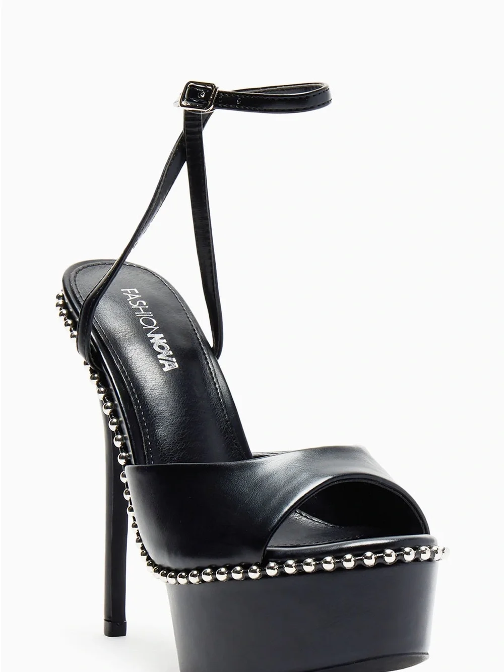 Fashion Nova Black Pearl Trim Platform Stiletto Heels | Women’s Size 7.5 |
